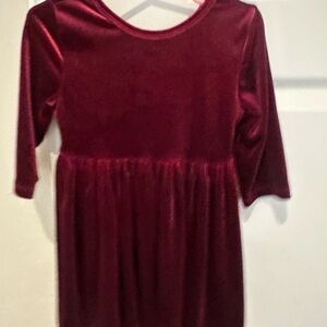 Charming Velvet Kids Dress - Deep Red